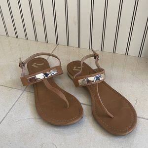 Beige Small Heel Sandals